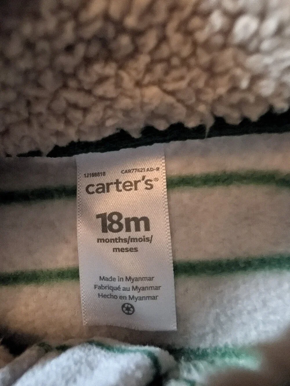 Carter's Gray and Green Striped Baby Romper